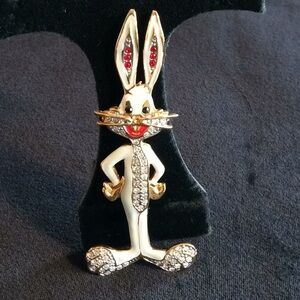 Vintage New Crystal Bugs Bunny Brooch